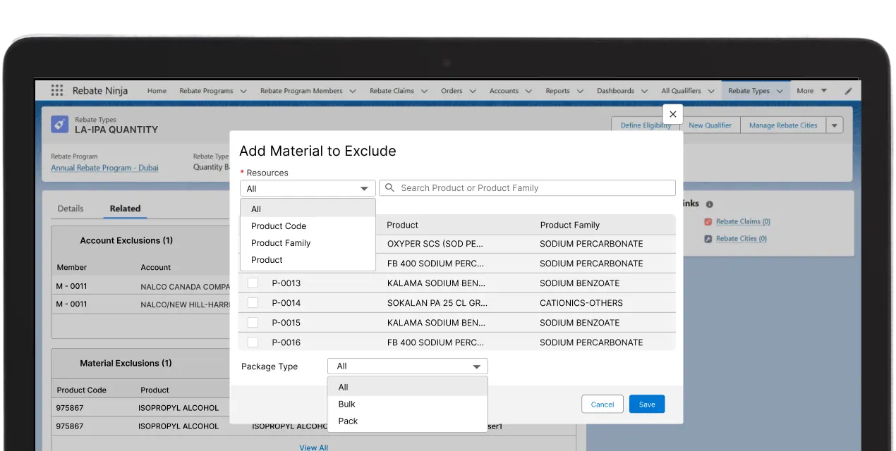 Rebate Types Definition Matrix